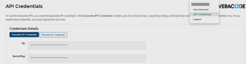 Veracode Connector - API Credentials Page